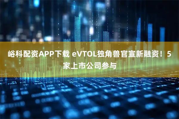 峪科配资APP下载 eVTOL独角兽官宣新融资！5家上市公司参与